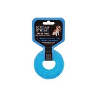Scream Xtreme Treat Tyre Dog Chew Toy Loud Blue Small