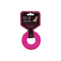 Scream Xtreme Treat Tyre Dog Chew Toy Loud Pink Small