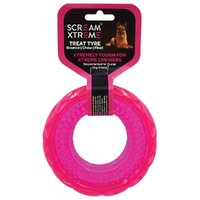 Scream Xtreme Treat Tyre Dog Chew Toy Loud Pink XL
