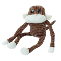 Zippy Paws Spencer Crinkle Monkey Plush Dog Squeaker Toy Brown Large 42 x 17cm
