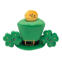 Zippy Paws Zippy Burrow St Patricks Leprechaun Hat Interactive Dog Squeaker Toy