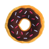 Zippy Paws Donutz Chocolate Plush Dog Squeaker Toy Mini 12.5 x 4cm