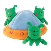 Zippy Paws Zippy Burrow Aliens in UFO Plush Dog Squeaker Toy 22 x 22 x 10cm