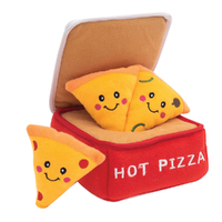 Zippy Paws Zippy Burrow Pizza Box Interactive Pet Dog Squeaker Toy