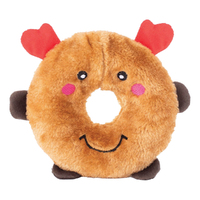 Zippy Paws Holiday Donutz Buddies Reindeer Plush Pet Dog Squeaker Toy