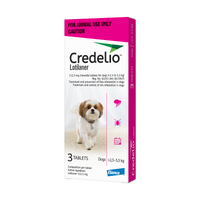 Credelio Ticks & Fleas Treatment Chewable Tablets for Dogs 2.5-5.5kg 3 Pack