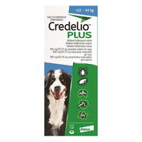 Credelio Plus Ticks Fleas & Worms Treatment Chew Tabs for Dogs 22-45kg Blue 6 Pack