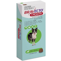 Bravecto Dog 1 Month Chew Tick & Flea Treatment 10-20kg Medium Green