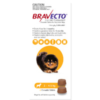 Bravecto Dog 6 Month Chew Tick & Flea Treatment 2.4-5kg Extra Small Yellow