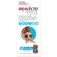 Bravecto Dog 6 Month Chew Tick & Flea Treatment 20-40kg Large Blue