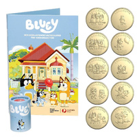 Australia Bluey Tube 2024 $1 Blueybucks Uncirculated 10-Coin Folder Collection