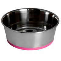 Rogz Slurp Stainless Steel Non-Skid Dog Bowl Pink Small