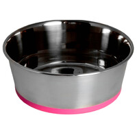 Rogz Slurp Stainless Steel Non-Skid Dog Bowl Pink XL