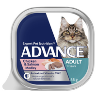 Advance Adult 1+ Wet Cat Food w/ Chicken & Salmon Medley 7 x 85g