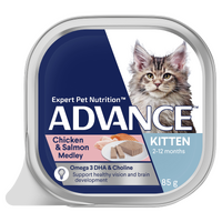 Advance Kitten 2-12 Months Wet Cat Food Chicken & Salmon Medley 7 x 85g