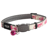 Rogz Glowcat Safeloc Polyester Cat Collar Pink Butterfly 11mm