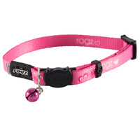 Rogz Kiddycat Safeloc Polyester Cat Collar Pink Hearts 8mm