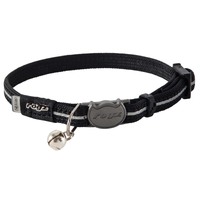 Rogz Alleycat Adjustable Safeloc Cat Collar Black 8mm