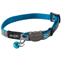Rogz ReflectoCat Reflective Safeloc Cat Collar Blue Fish 8mm