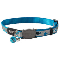 Rogz ReflectoCat Reflective Safeloc Cat Collar Blue Fish 11mm