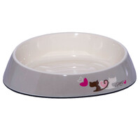 Rogz Fishcake Anti-slip Melamine Cat Bowl Grey Heart Tails