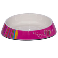 Rogz Fishcake Anti-slip Melamine Cat Bowl Pink Candystripes