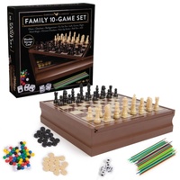 Cardinal Classic Family 10-Game Set in Wooden Cabinet
