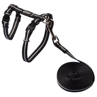 Rogz Alleycat Adjustable Cat Harness & Lead Set Black 11mm