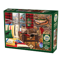 Cobble Hill Lodge Cat Jigsaw Puzzle incl Poster 1000 Pieces (COB40253)