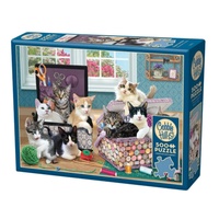 Cobble Hill Crafty Kittens Jigsaw Puzzle incl Poster 500 Pieces