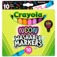 Crayola Neon Colours Washable Markers Broad Line Non-Toxic 10 Count