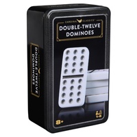 Cardinal Classic Double-Twelve Dominoes with Mexican Train in Tin