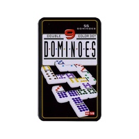 Double 9 Color Dot Dominoes In Tin 55pcs (DOM90000)