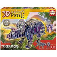 Educa 3D Creature Cardboard Puzzle Triceratops 67 Pieces (EDU19183)