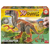 Educa 3D Creature Cardboard Puzzle Velociraptor 64 Pieces (EDU19382)