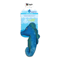 Spunky Pup Clean Earth Plush SeaHorse Dog Squeaker Toy Large