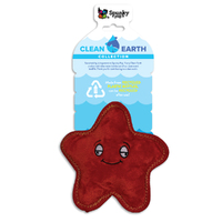 Spunky Pup Clean Earth Plush StarFish Dog Squeaker Toy Small