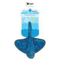 Spunky Pup Clean Earth Plush Stingray Dog Squeaker Toy Small