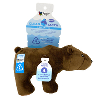 Spunky Pup Clean Earth Plush Bear Pet Dog Squeaker Toy Large