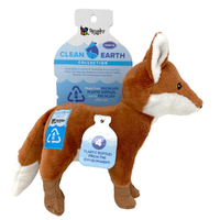Spunky Pup Clean Earth Plush Fox Pet Dog Squeaker Toy Large