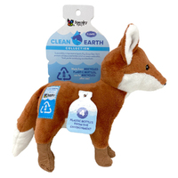 Spunky Pup Clean Earth Plush Fox Pet Dog Squeaker Toy Small