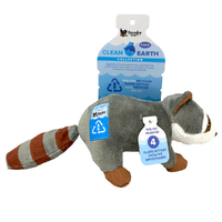 Spunky Pup Clean Earth Plush Racoon Pet Dog Squeaker Toy Small