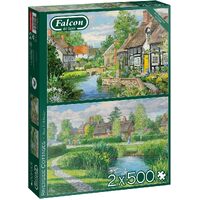 Falcon De Luxe Riverside Cottages Jigsaw Puzzles 2 x 500 Pieces (FAL11289)