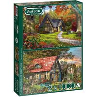 Falcon De Luxe The Woodland Cottage Jigsaw Puzzles 2 x 1000 Pieces (FAL11294)