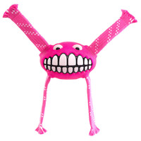 Rogz Flossy Grinz Oral Care Dog Squeaker Toy Pink Large