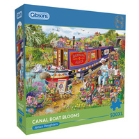 Gibsons Canal Boat Blooms by Janice Daughters Jigsaw Puzzle XL 500 Pieces
