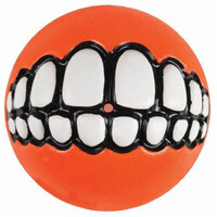 Rogz Grinz Ball Interactive Dog Toy Orange Medium 64mm