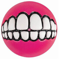 Rogz Grinz Ball Interactive Dog Toy Pink Medium 64mm