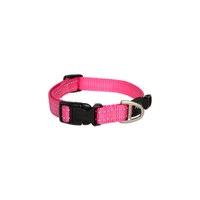 Rogz Classic Lockable Reflective Dog Collar Pink Medium