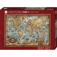 Heye Map Art The World Jigsaw Puzzle + Poster 2000 Pieces (HEY29845)